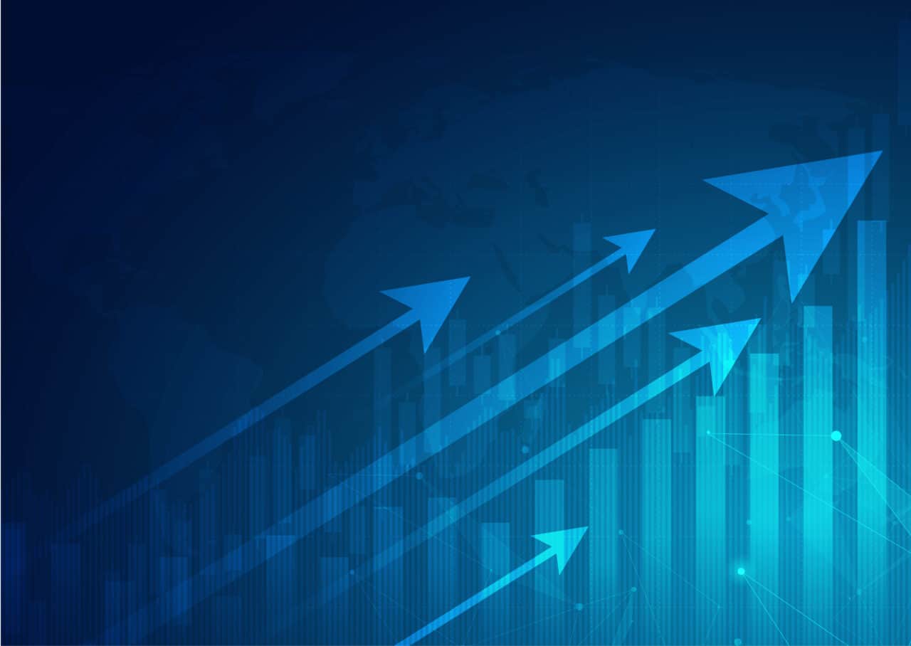 Business candle stick graph chart of stock market investment tra