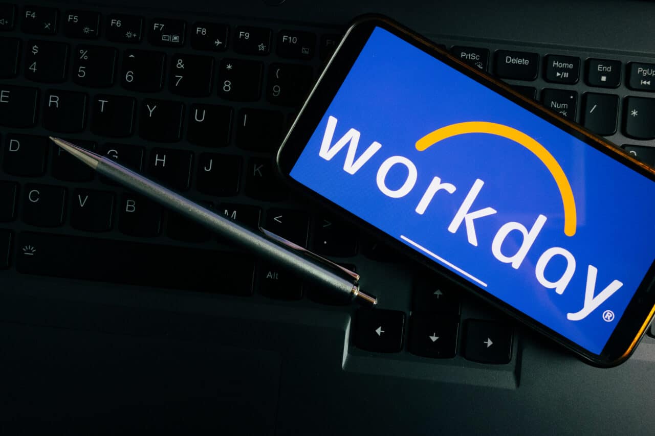 KONSKIE, POLAND September 17, 2022: Workday logo displayed on smartphone in the office. Workday, Inc., is an American on demand (cloud based) financial management, human capital management and Student information system software vendor